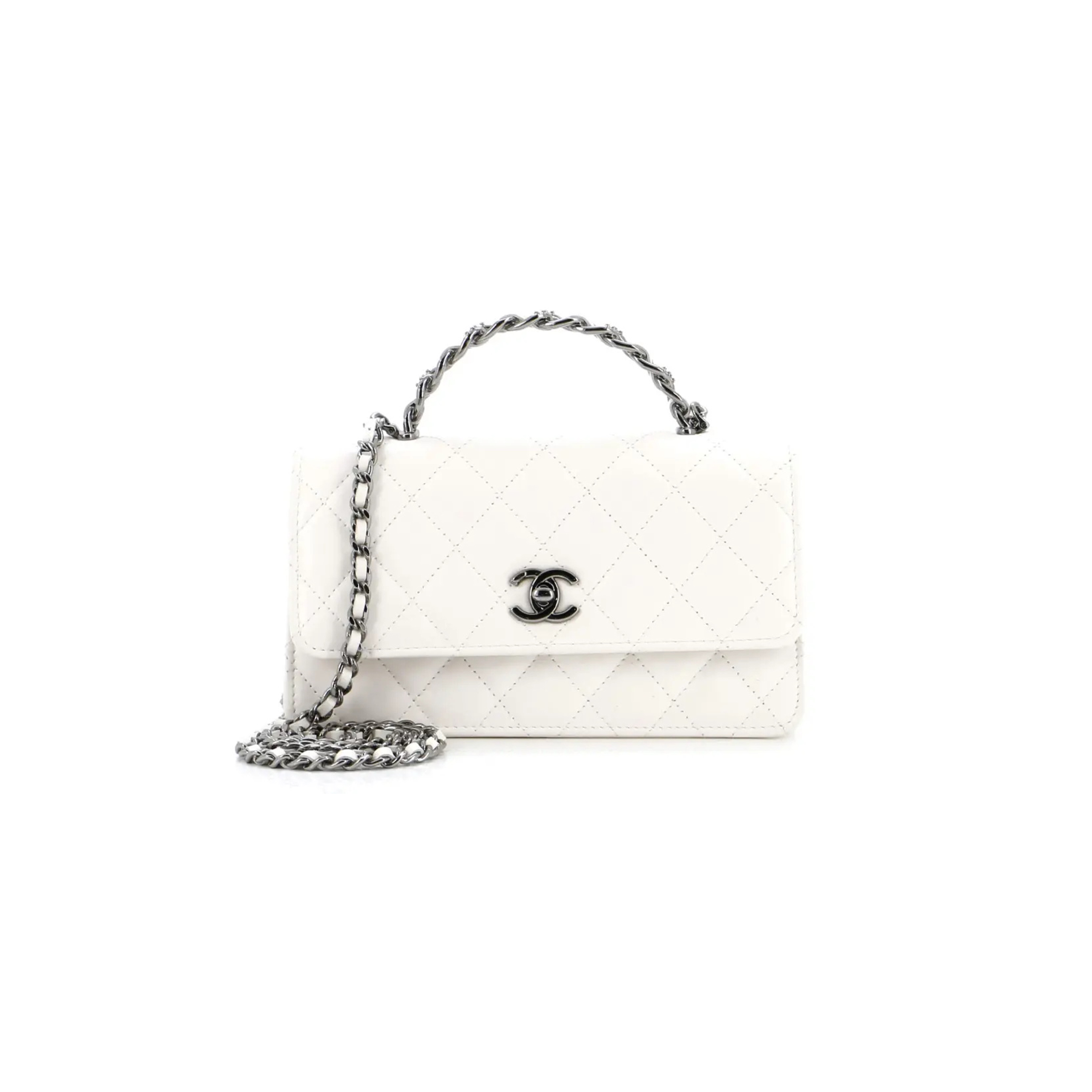 CHANEL MASTER WHITE LEATHER HANDBAG (18.5*11*6cm) 